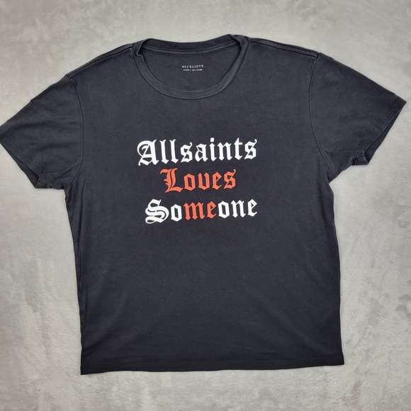 Allsaints Top Women Medium Short Sleeve Crew Neck Graphic Tee Shirt Streetwear - Picture 1 of 9